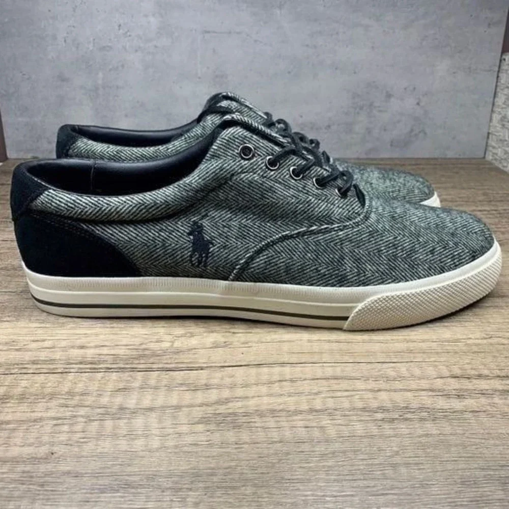 Polo Ralph Lauren~Vaughn~Tweed Wool Herringbone upper and Black Suede Trim Sneak